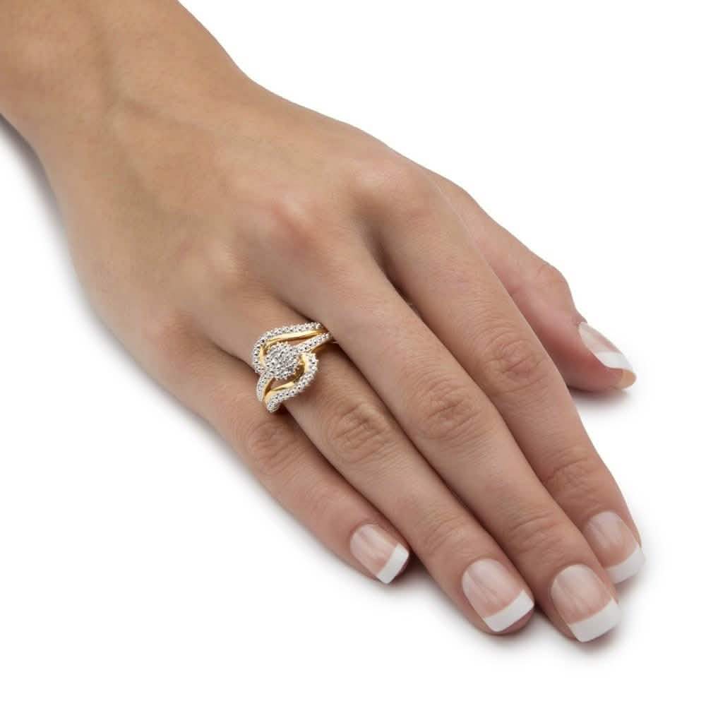 18K Gold Plated 0.15 Ct Diamond Accent Swirl Ring DailySale