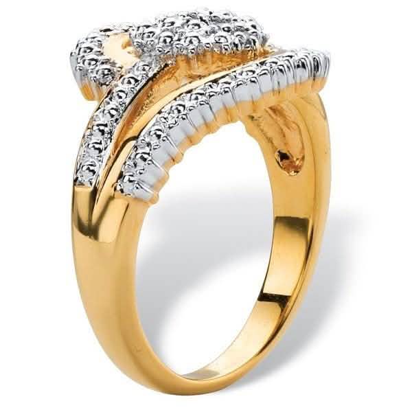 18K Gold Plated 0.15 Ct Diamond Accent Swirl Ring DailySale