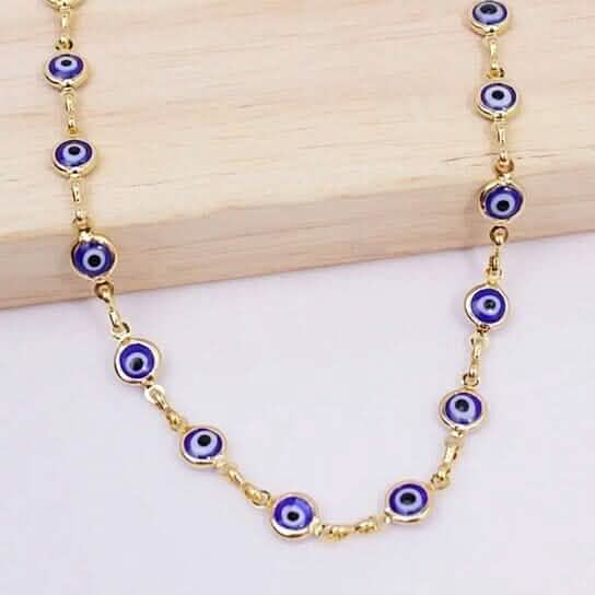 18k Gold Plated Blue Evil Eye Anklet DailySale