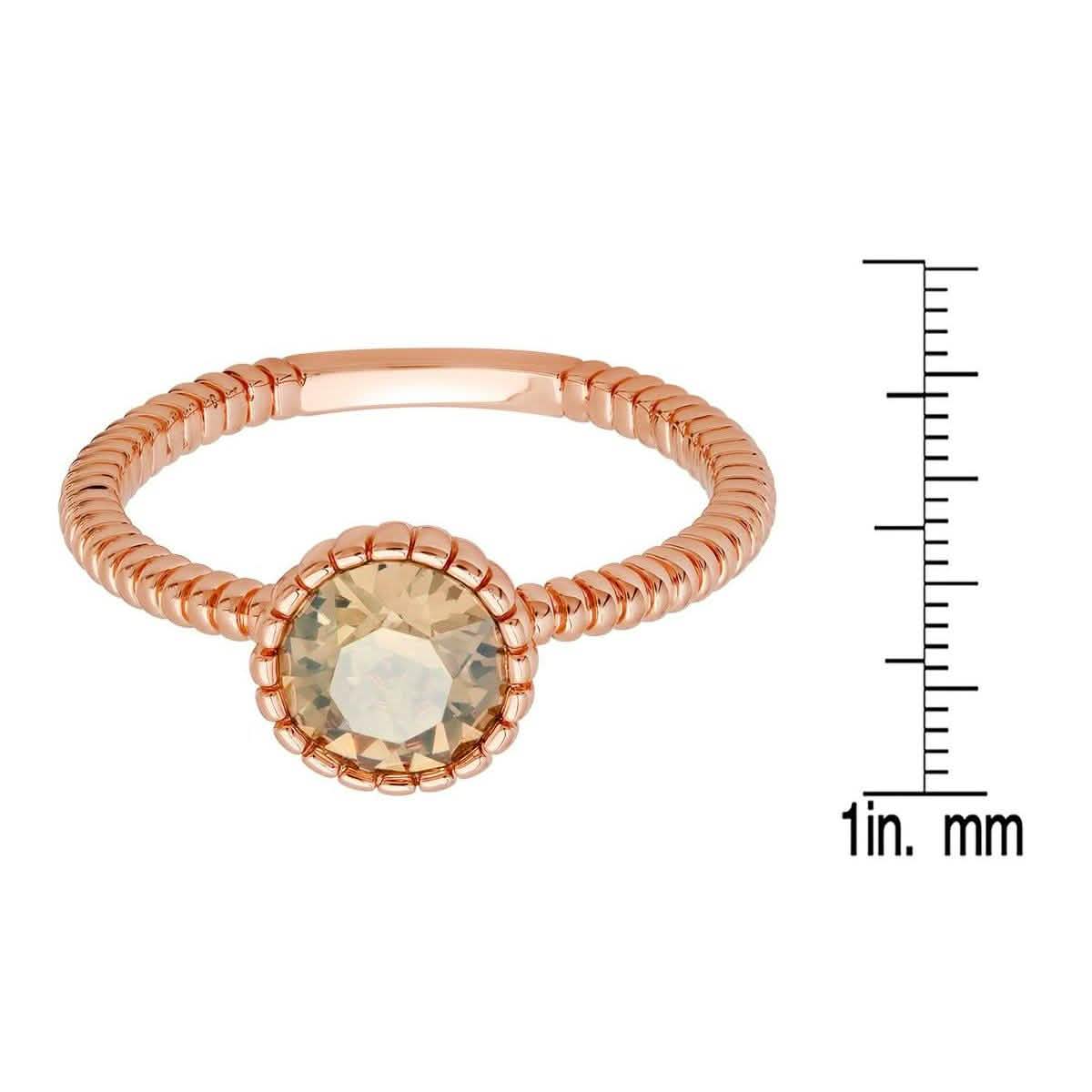 18k Gold Plated Brass Solitaire Rope Engagement Ring with Swarovski Crystals DailySale