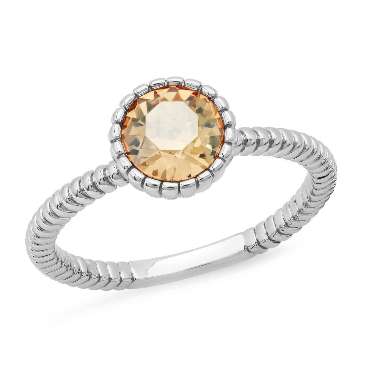 18k Gold Plated Brass Solitaire Rope Engagement Ring with Swarovski Crystals DailySale