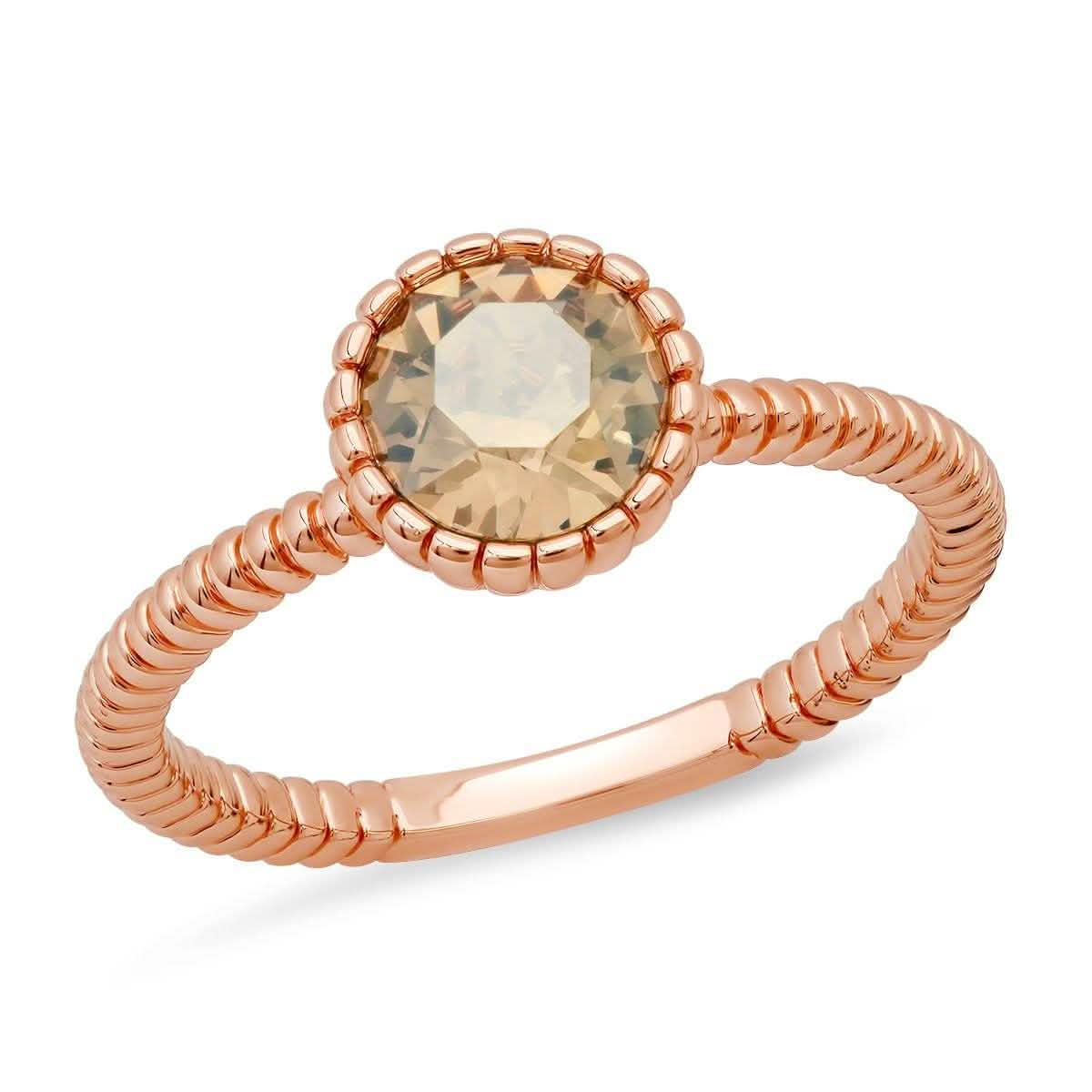 18k Gold Plated Brass Solitaire Rope Engagement Ring with Swarovski Crystals DailySale