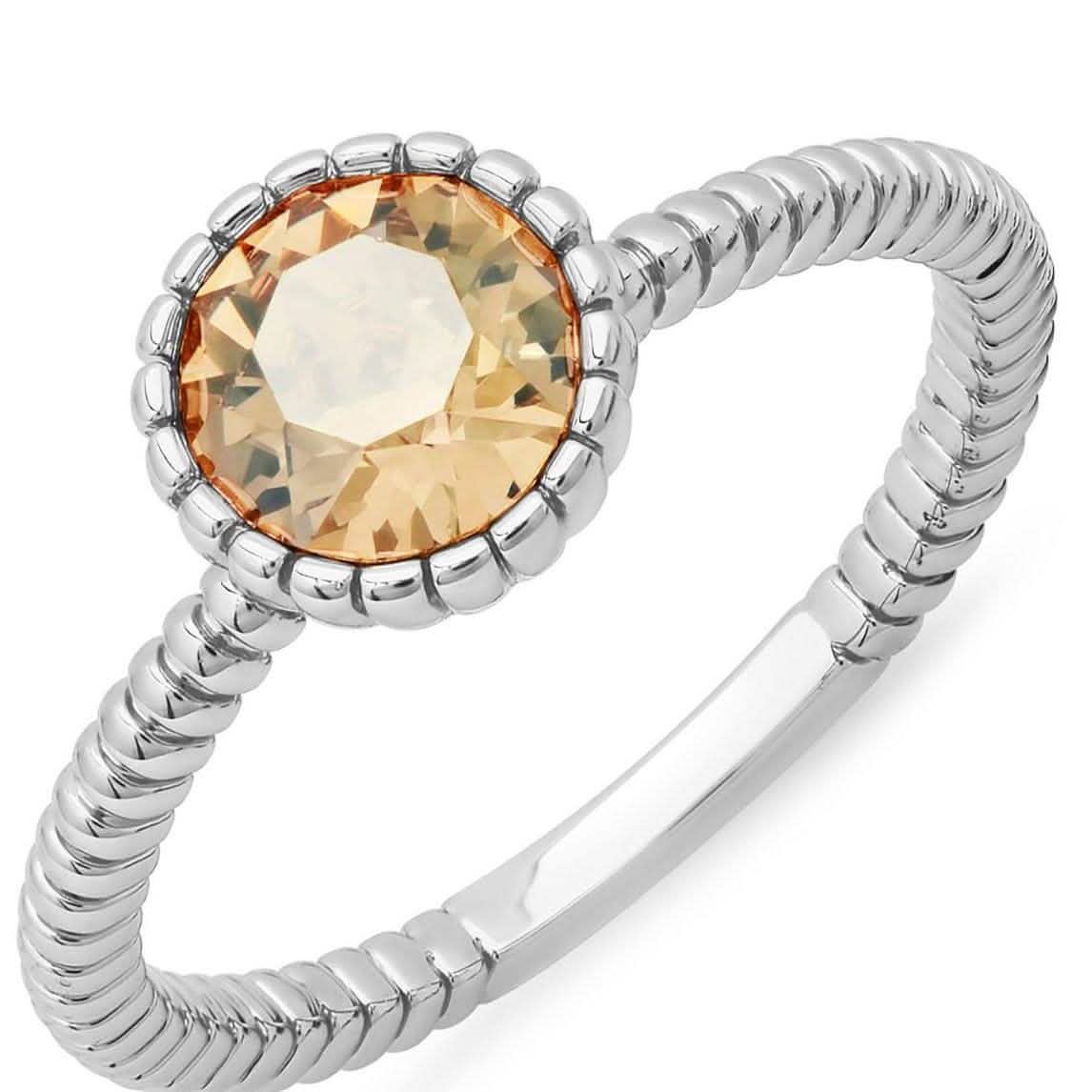 18k Gold Plated Brass Solitaire Rope Engagement Ring with Swarovski Crystals DailySale