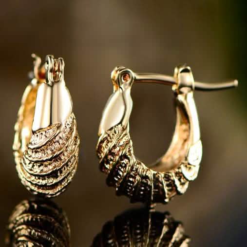 18k Gold Plated Carved Hoop Earrings DailySale