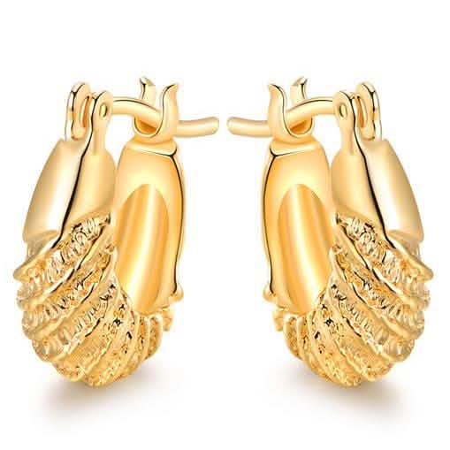 18k Gold Plated Carved Hoop Earrings DailySale