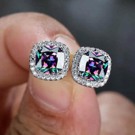 18K Gold Plated Colorful Square Shape Stud Earrings DailySale