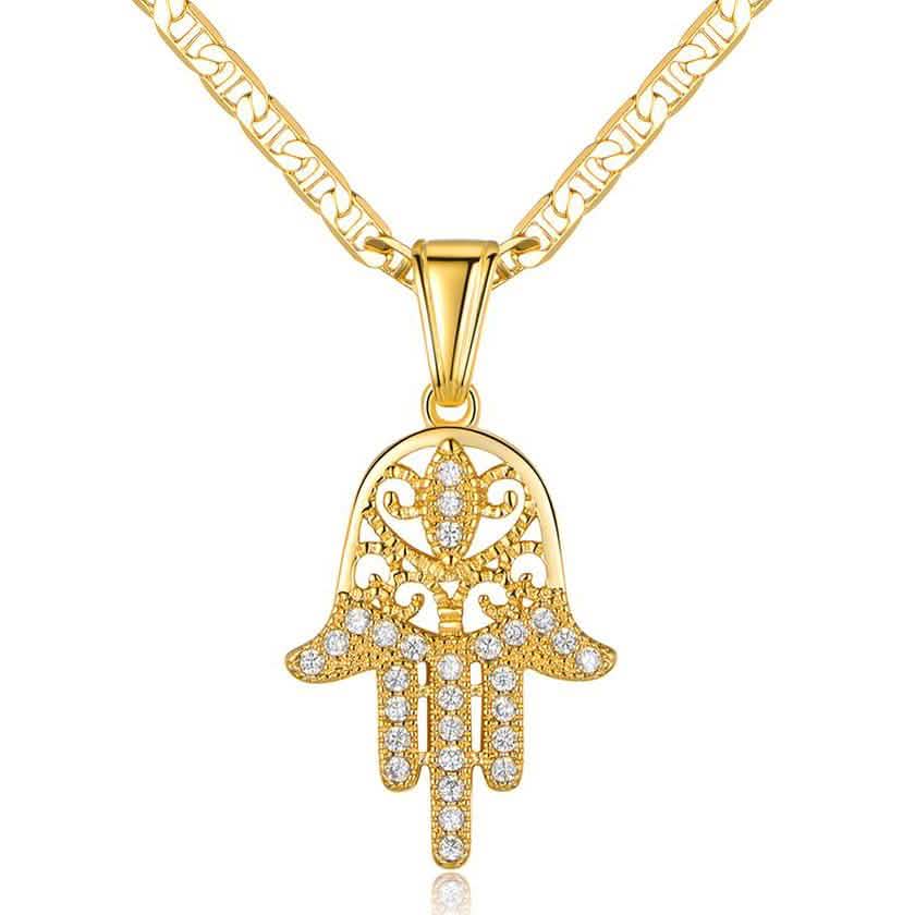 18K Gold Plated Crystal Hamsa Hand Pendant DailySale