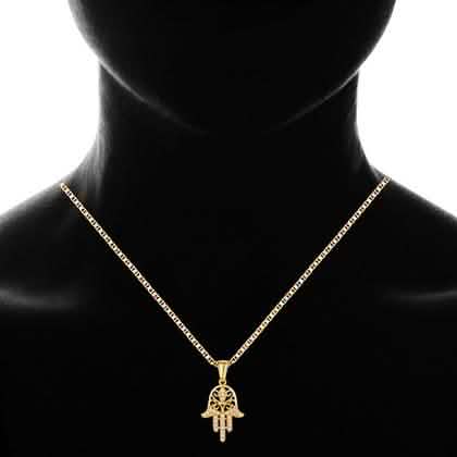 18K Gold Plated Crystal Hamsa Hand Pendant DailySale