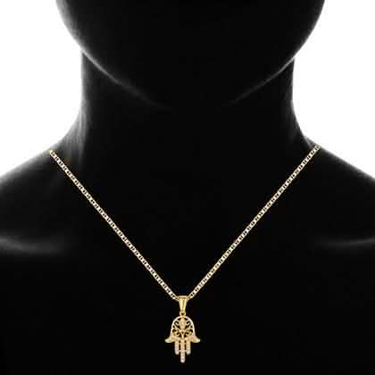 18K Gold Plated Crystal Hamsa Hand Pendant DailySale