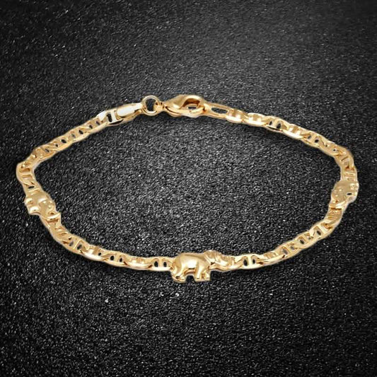 18K Gold Plated Elephant Charm Mariner Link Anklet DailySale