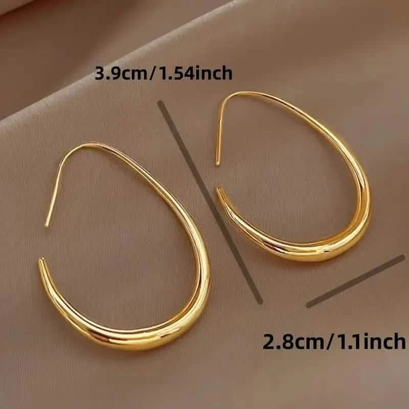 18K Gold Plated Glossy Minimalist Water Drop Design Hoop Earrings Copper DailySale