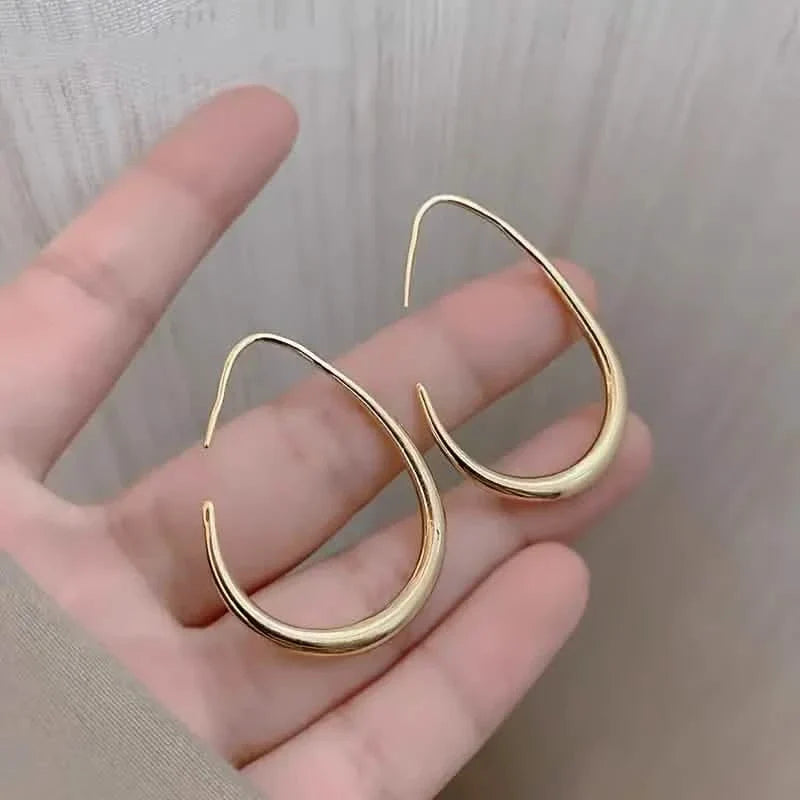 18K Gold Plated Glossy Minimalist Water Drop Design Hoop Earrings Copper DailySale