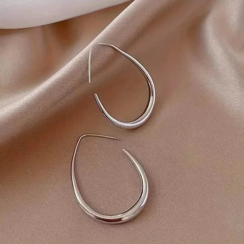 18K Gold Plated Glossy Minimalist Water Drop Design Hoop Earrings Copper DailySale