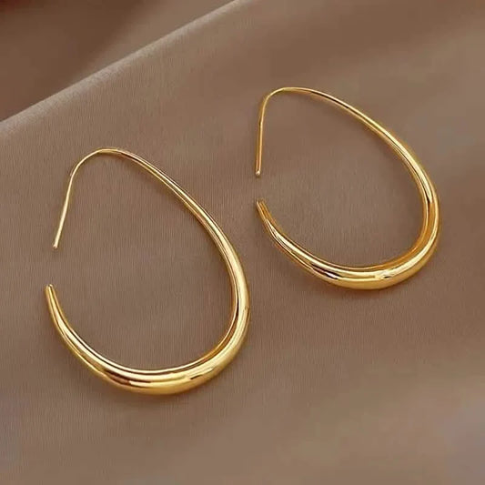 18K Gold Plated Glossy Minimalist Water Drop Design Hoop Earrings Copper DailySale
