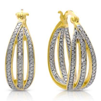 18K Gold Plated Hoop Earring With Diamond Accent By MUIBLU Gems DailySale