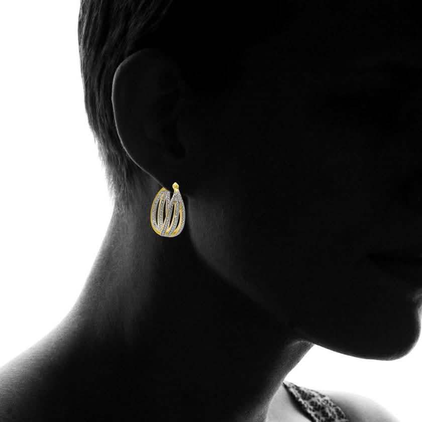 18K Gold Plated Hoop Earring With Diamond Accent By MUIBLU Gems DailySale