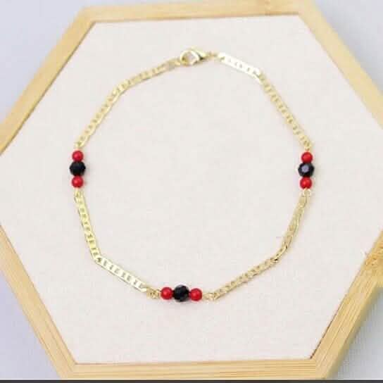 18k Gold Plated Mariner Azabachi Ankle Bracelet DailySale