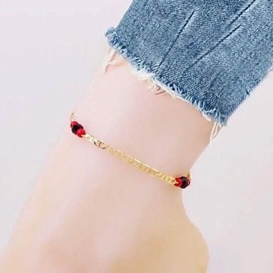 18k Gold Plated Mariner Azabachi Ankle Bracelet DailySale