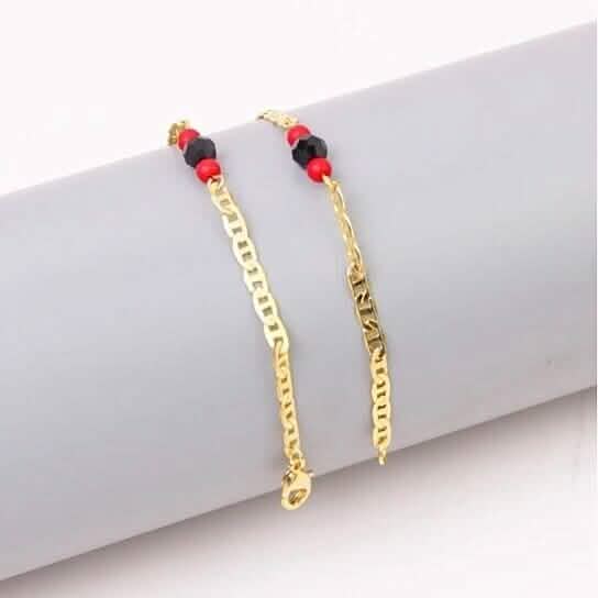 18k Gold Plated Mariner Azabachi Ankle Bracelet DailySale