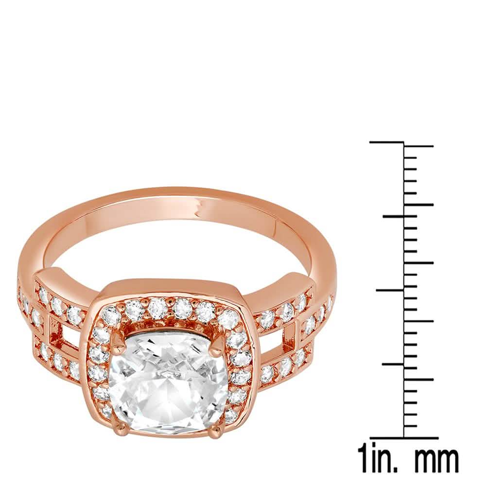 18k Gold Plated Square Engagement Ring with Swarovski Crystals DailySale