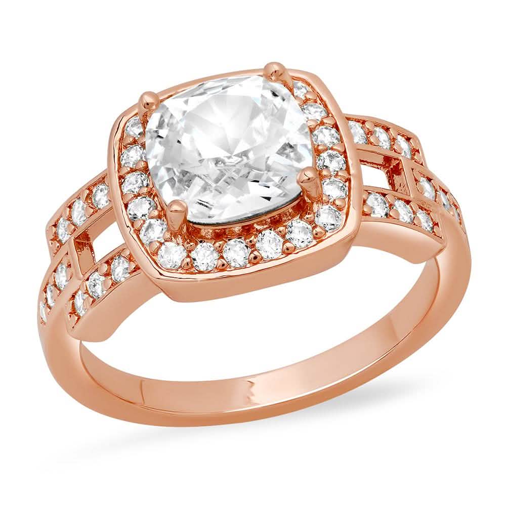 18k Gold Plated Square Engagement Ring with Swarovski Crystals DailySale