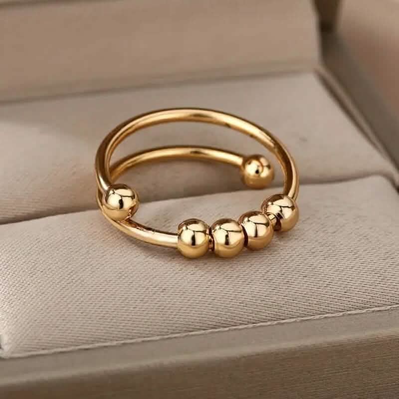 18K Gold Spinning Beads Anxiety Ring DailySale