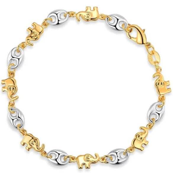 18K Gold Two-Tone Elephant Bracelet DailySale