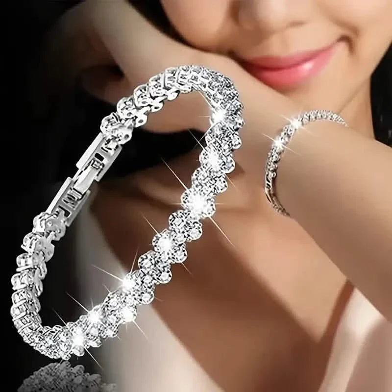 18K Golden Plated Stainless Steel Bracelet with Rhinestone Embellishments DailySale