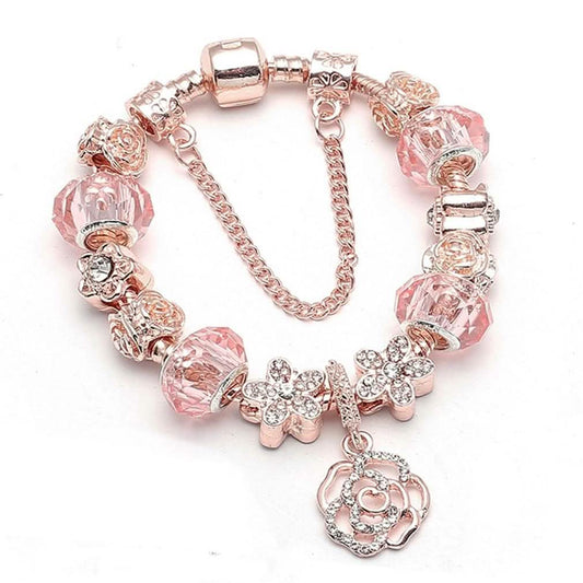 18K Rose Gold Plated Crystal Charm Bracelet Made With Swarovski Elements DailySale