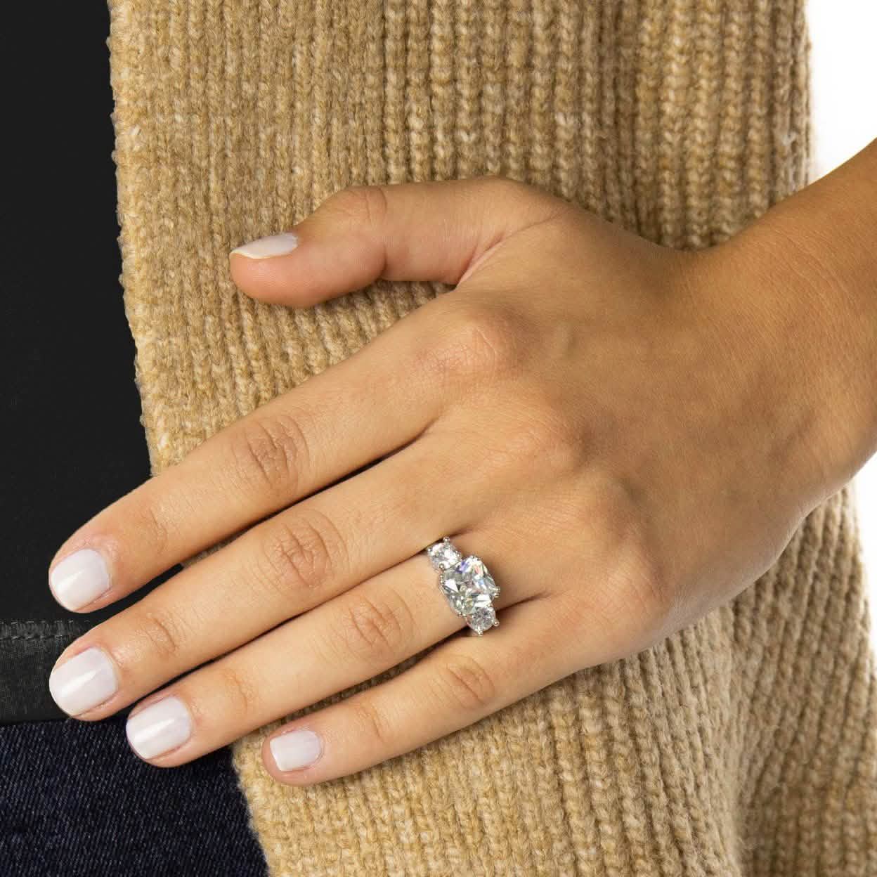 18K White Gold 5.00 Cttw Cushion Cut Engagement Ring DailySale