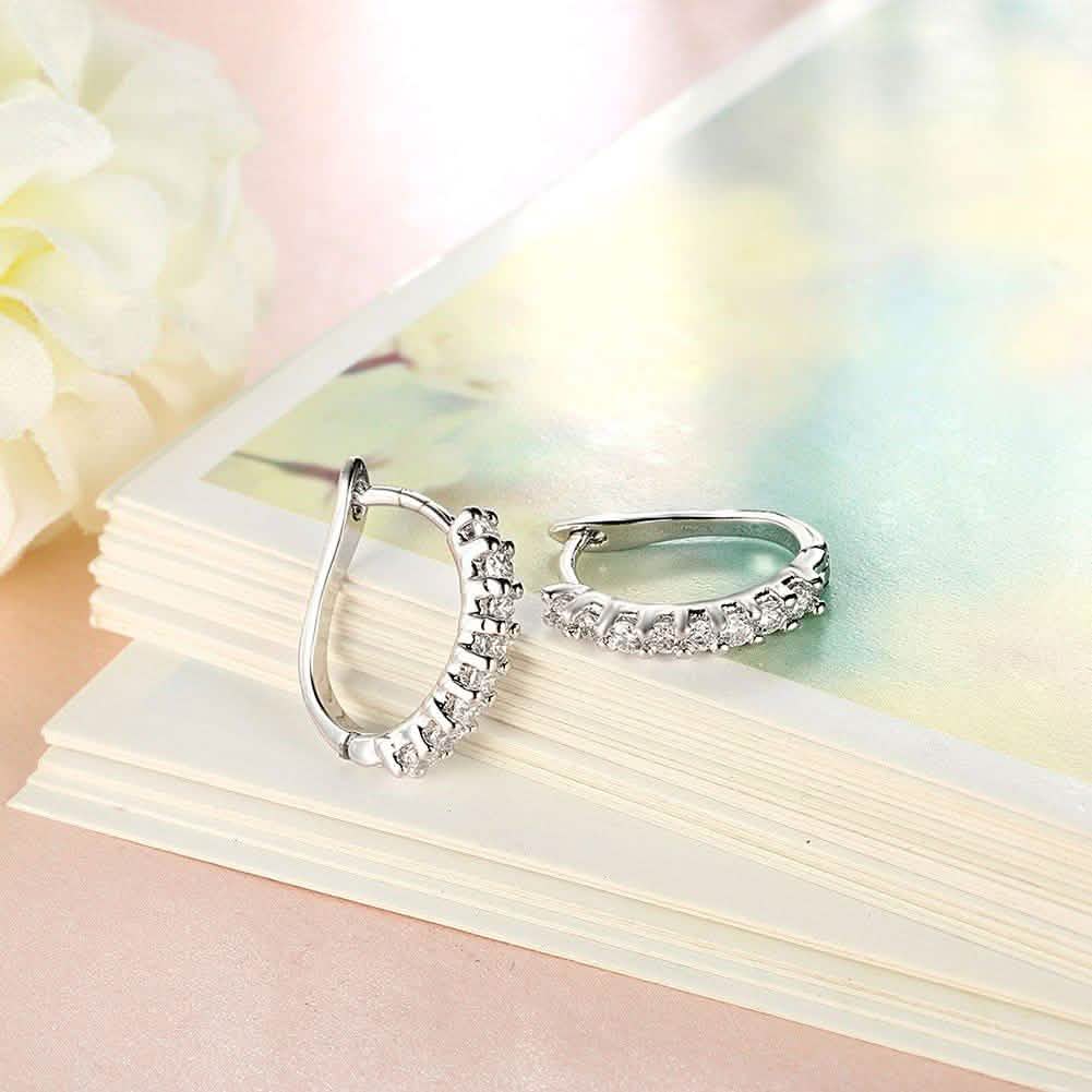 18K White Gold and Swarovski Element Crystal Petite Earrings DailySale
