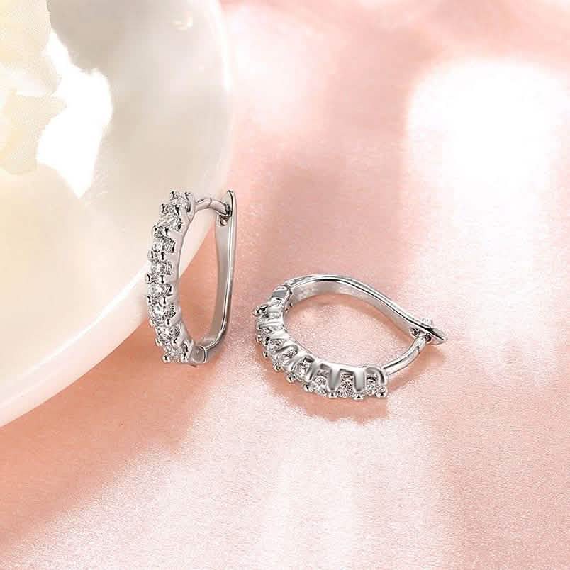 18K White Gold and Swarovski Element Crystal Petite Earrings DailySale