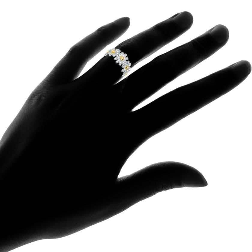 18K White Gold Plated Floral Sunflower Ring Made with Swarovski Crystals DailySale