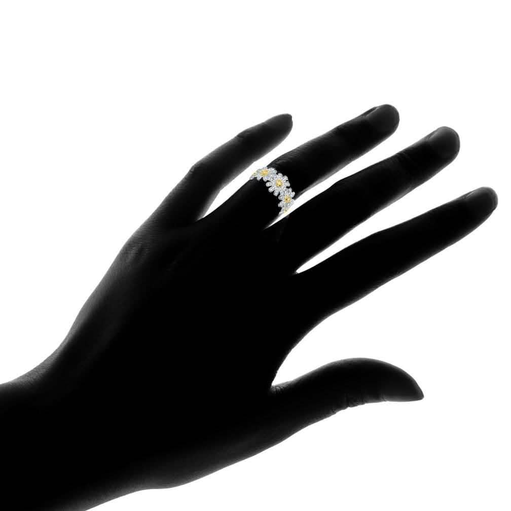 18K White Gold Plated Floral Sunflower Ring with Swarovski Crystals DailySale