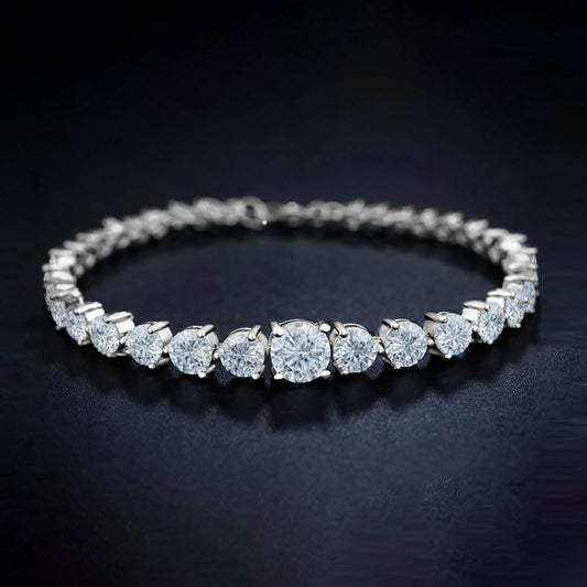 18K White Gold Plated Graduated Tennis Bracelet DailySale