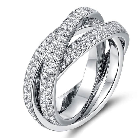 18K White Gold Plated Rolling Eternity Ring Made with Swarovski Elements DailySale