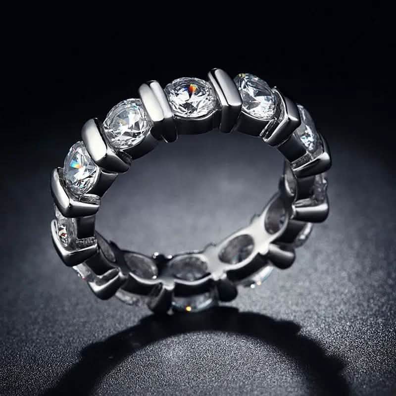 18k White Gold Round Cut Eternity Band DailySale