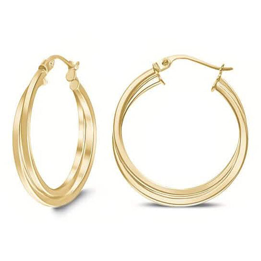 18K Yellow Gold Inter-Wind Hoop Earrings DailySale