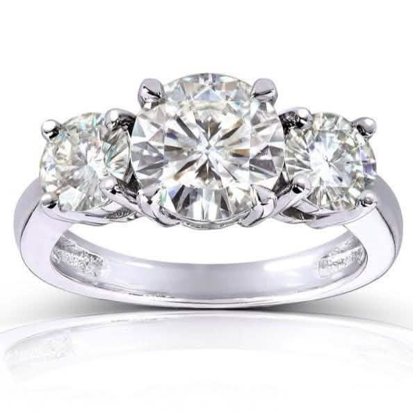 18kt White Gold Plated Lab Created 1.5CTTW 3 Stone Prong Ring DailySale