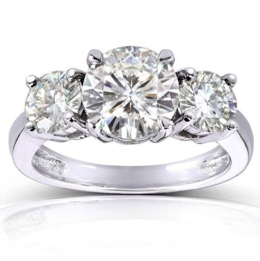 18kt White Gold Plated Lab Created 1.5CTTW 3 Stone Prong Ring DailySale