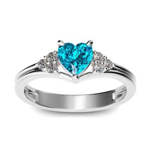 18kt White Gold-Plated Lab Created Blue Topaz Heart Shaped Ring DailySale