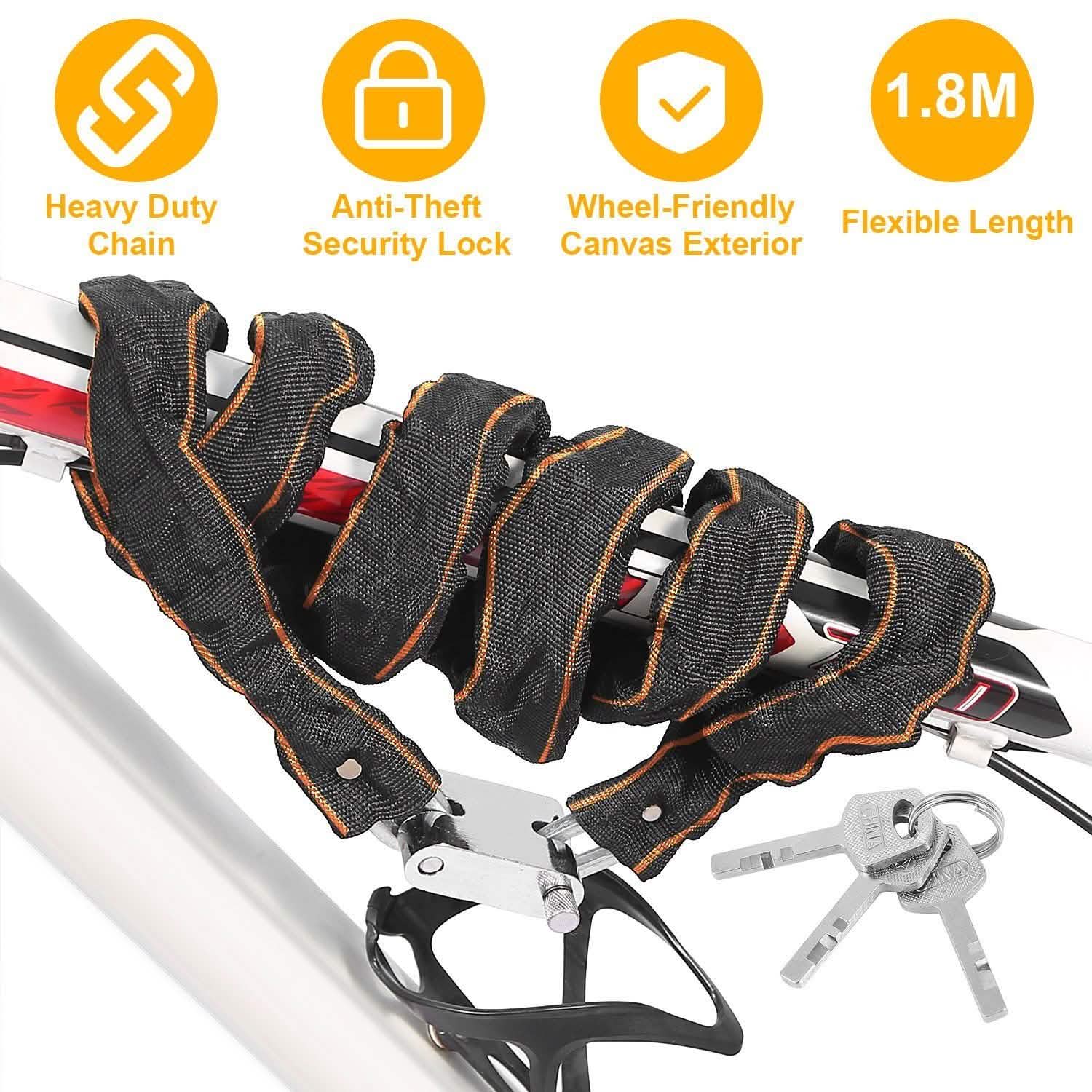 1.8m Bike Chain Lock with 3 Keys Heavy Duty Security Lock DailySale