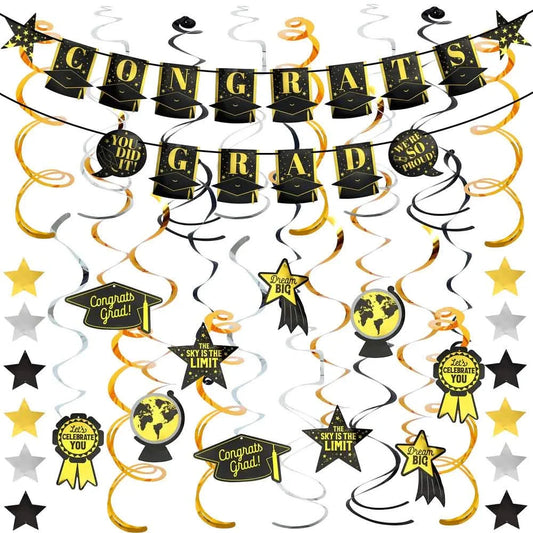 19-Pieces: Banner "Congrats Grad" + Hanging Decor DailySale