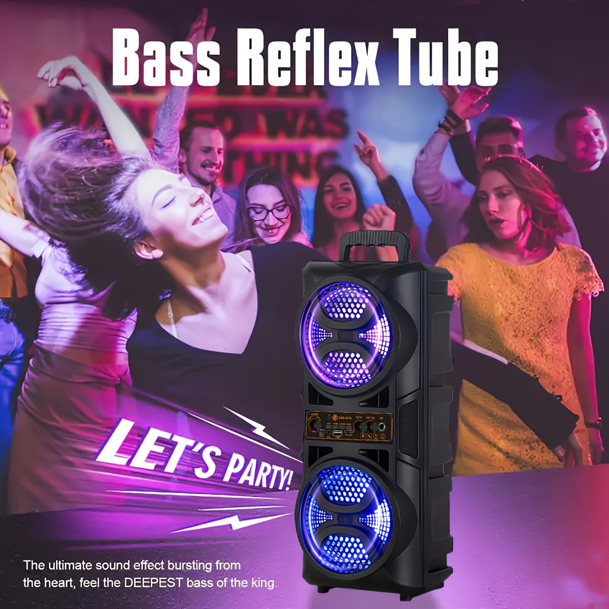 Portable Bluetooth Speaker with Subwoofer Bass, Dual 6.5" LED Woofers and Microphone DailySale