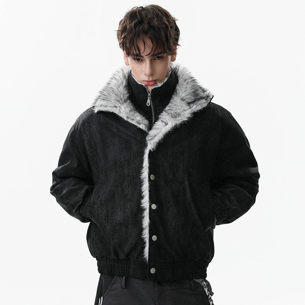 Patchwork Faux Fur Stand Jacket - Premium Winter Streetwear | LuxuryUrbanwearPatchwork Fur | Winter Stand Jacket - Luxuryurbanwear