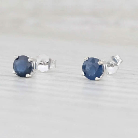 1ctw Blue Sapphire Stud Earrings 14k White Gold September Birthstone Solitaire DailySale