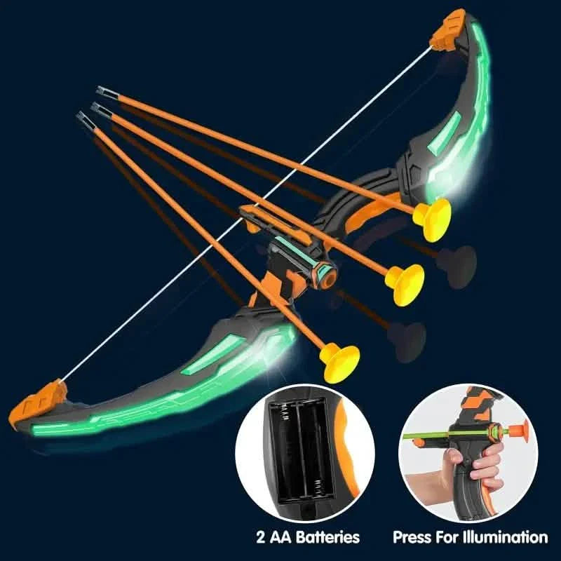 LED Bow & Arrow Toy Set for Kids Light-Up Archery Play Kit with Suction Cup Arrows (Blue/Green) DailySale