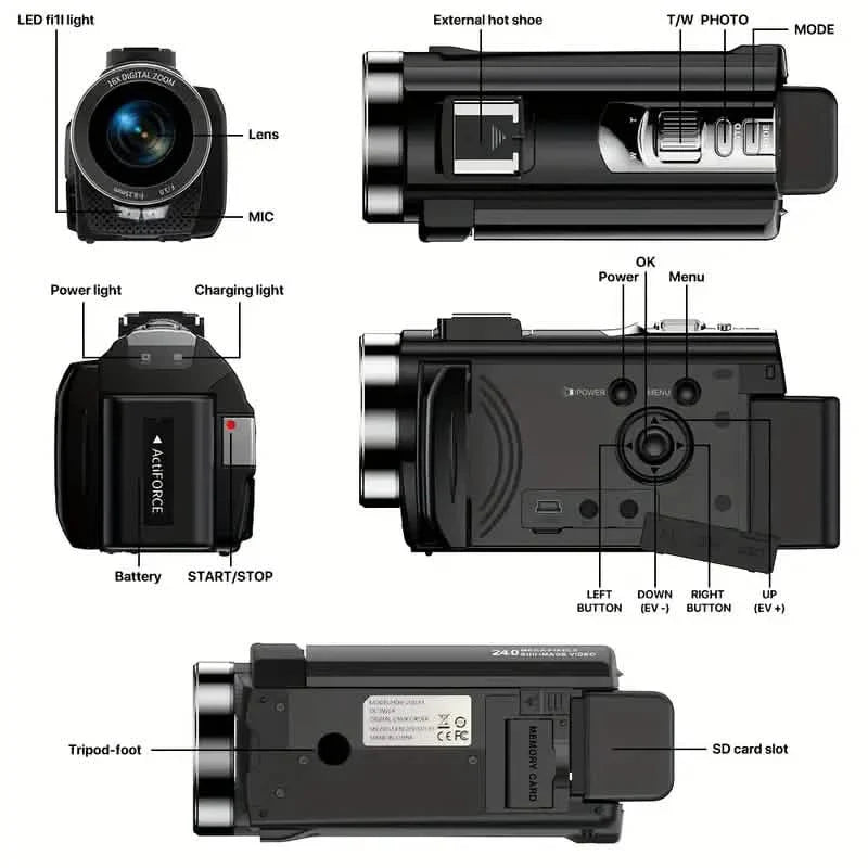 16x Zoom 1080P HD Digital Camera Bundle with 2 Batteries, 32G TF Card, Mic, Hood & Bag DailySale