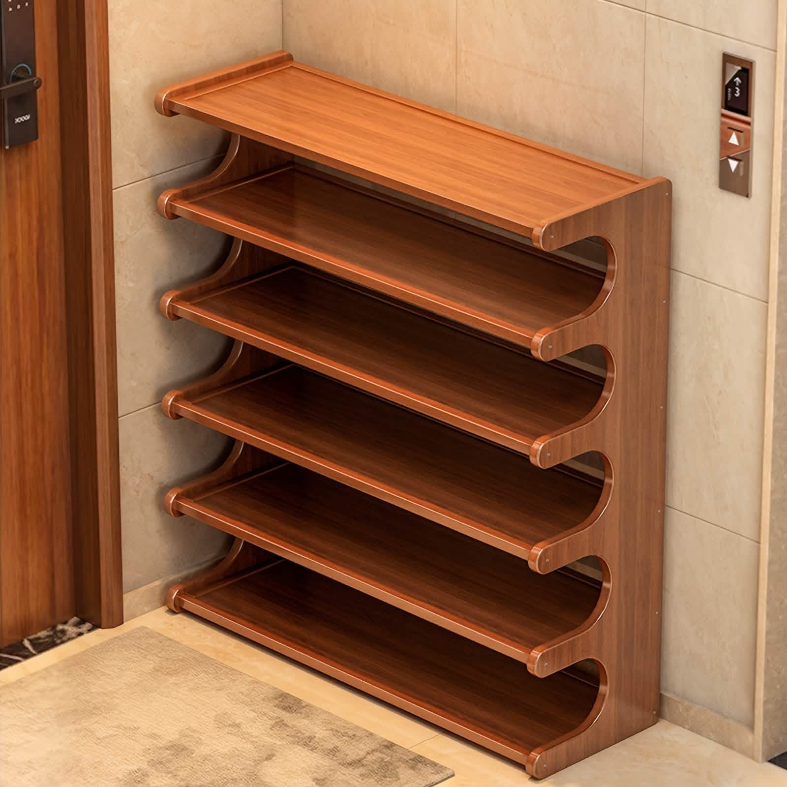 Bamboo Shoe Rack Organizer – 5 or 6 Tier, Space-Saving Storage DailySale