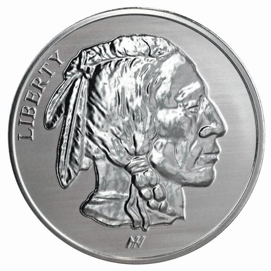 1oz .999 Fine AG Silver Round - Buffalo Indian Stamped DailySale